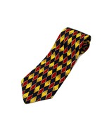 Perry Ellis Portfolio Mens Tie Gold Burgundy Silk - $9.89