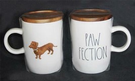 Rae Dunn Double Sided &quot;Paw Fection&quot; Dachshund Wood Topper Coaster Coffee Mug New - £22.32 GBP