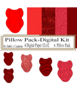 Red Pillow Pack-Digital Kit-Digtial Paper-Art Clip-Gift Tag-Jewelry-Gift... - $37.30 MXN