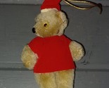 Vintage Jointed Teddy Bear Brown Bear with Santa Hat Christmas Ornament ... - $5.99