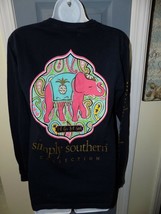 Simply Southern Navy LS T-shirt Let Go, Let God W/Elephant Size S Women&#39;s - £16.02 GBP