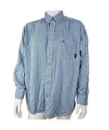 Ariat Flame Resistant Work Shirt Men 2XL XXL Blue Stripe Button Down FR ... - $35.50