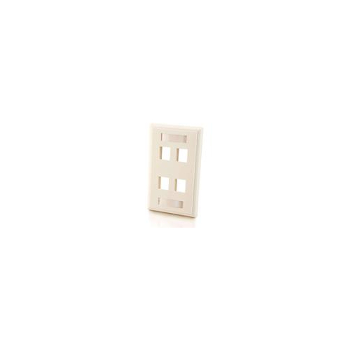 C2G 03413 FOUR PORT KEYSTONE SINGLE GANG WALL PLATE - WHITE - $24.25