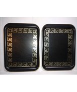 Metal Serving TV Lap Tray Mid Century Lot of 2 Black Gold Trim 17.5in x ... - £17.94 GBP