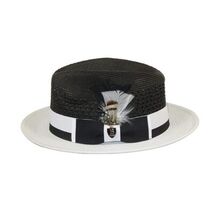 Men's Bruno Capelo Belvedere 2-Tone Straw Style Fedora Hat BD950 Black/white image 3
