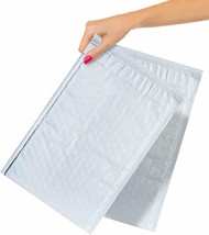 100 White Poly Bubble Mailers 8.5x13 Peel and Seal Bubble Padded Envelopes - £70.86 GBP