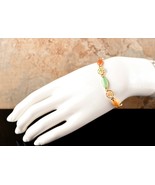 *Vintage 14k Multi Color Jade Link Bangle Bracelet 6.5&quot; Chinese - $349.99