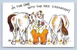 Three Horses Asses One Has Flower Signed Elmer Anderson Comic UNP  Postcard K13 - £3.08 GBP
