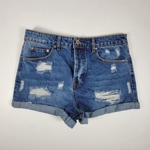 Forever 21 Shorts Womens Size 27 Blue Jean Denim Button Fly High Rise Cuffed  - £11.93 GBP