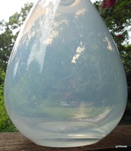 Hand Blown Vase Smokey White and Clear 8&quot; Gorgeous Modern Made in Poland - £35.51 GBP