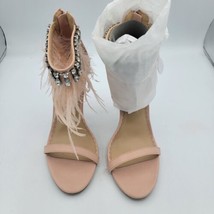 Zigi Soho Women&#39;s Brynlea Feather Jeweled Open Toe Pink Heels Size 7.5 N... - £19.80 GBP