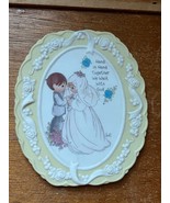 Enesco Precious Moments Small Yellow Oval Ceramic Tile w HAND IN HAND TO... - £8.99 GBP