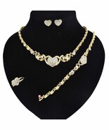 HUGS &amp; KISSES xo Set 18k Layered Real Gold Filled necklace bracelet earr... - $558.70 MXN