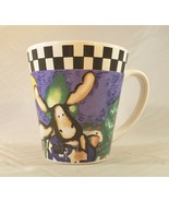 Moose Colorful Coffee Mug Tea Cup Patchwork Images Checkerboard Vintage CSC - $112.71 MXN