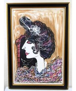 Artist Hector Cata Cuban Female Figure in Lace Acrylic Portrait Painting... - €2.984,41 EUR