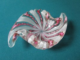 Crystal Venetian Vanity Dish/Ashtray 7 X 5 Waved Roped Pink Compatible w... - $1,968.14 MXN