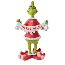 Merry  Grinch Figurine 8.875" High Resin Hand Painted Green Red Freestanding