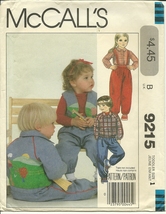 McCall&#39;s Sewing Pattern 9215 Childrens Toddlers Jacket Pants Vest Size 1 New - £7.96 GBP