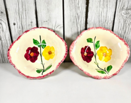 Set of 2 Blue Ridge Wrinkled Rose Bowls 6–7in Colonial Hand Painted USA ... - $24.70