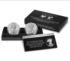 2021 W & S Reverse Proof Silver Eagle 2 Coin Designer Edition Set Type 2 21XJ - $299.95