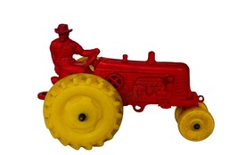 Tractor Farm Vehicle Empire Toys 1965 Farmer red yellow plastic vtg antique crop - £19.25 GBP