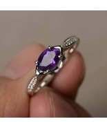 1.25Ct Oval Cut Amethyst & Diamond Pretty Engagement Ring 14k White Gold Over - $97.62