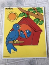 Vintage Playskool Wooden Puzzle Bluebirds 6-Pieces Birds in Birdhouse EU... - £17.15 GBP