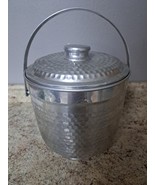 Vintage MCM Hammered Aluminum Insulated Ice Bucket/Lid Handmade Italian ... - $53.36 CAD