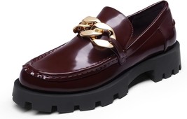 DREAM PAIRS Women&#39;s Chunky Chain Loafer Faux Leather sz 6.5 New - £23.22 GBP