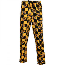 Harry Potter Hufflepuff House Crest Checkered Sleep Pants Yellow - £23.96 GBP
