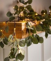 Plow &amp; Hearth Indoor/Outdoor Lighted Eucalyptus Garland String Battery - £23.20 GBP