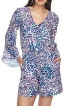 Womens Romper JLO Jennifer Lopez Purple Leopard 1 Pc Long Sleeve Summer-size L - £23.49 GBP