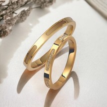 Textured Wedding Bands Set, 2.5mm Matching Rings, Engrave Band Ring, 18K Gold Ri - $418.00