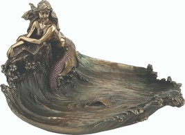 Mermaid on a wave (Cold Cast Bronze statue 15x29cm / 5.9x11.4inches) - £115.05 GBP