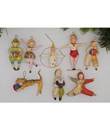 Circus Actors Characters Cotton Spun Christmas Ornaments Vintage Decorations - $45.00 - $82.00