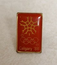 Calgary &#39;88 Red Olympic Lapel Hat Vest Pin Olympics Souvenir Pinchback 1988 - £10.12 GBP