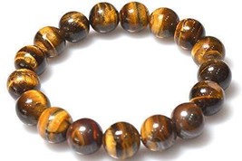8 mm Yellow Crystal Tiger Eye Natural Stone Healing Bracelet for Men and... - $34.59