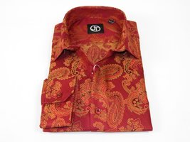 Men's Silky Paisley Floral Shirt By JT Milano AVM Turkey Slim Fit 600-28 Rust image 3