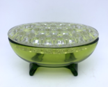 VTG Martinsville Viking Glass SCROLL FORM Avocado Oval Bowl Clear Flower... - £67.08 GBP
