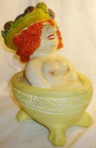 VINTAGE GARDEN LAWN DECOR CONCRETE PAINTED SCULPTURE NOVELTY WOMAN IN A ... - $442.28 MXN