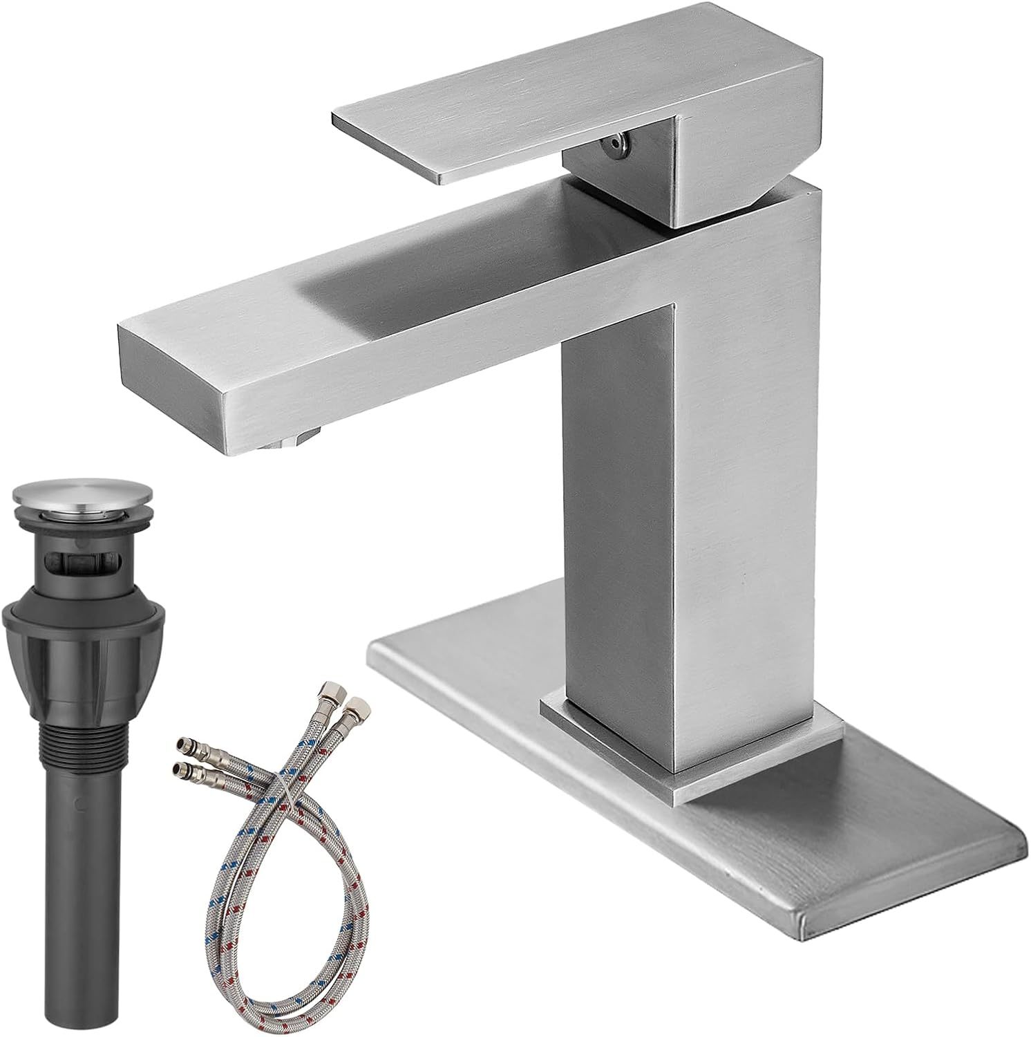 Single Hole Bathroom Faucet Brushed Nickel Single Handle Modern With Pop Up - $64.98
