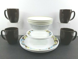 Corelle Livingware Squared Dinner Bread Plates Cereal Bowls Mugs Set 16 LOT Ware - £100.53 GBP