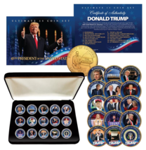 DONALD TRUMP 15-Coin Golden Washington DC Quarter Coin Set w/BOX &amp; CERTI... - $56.06