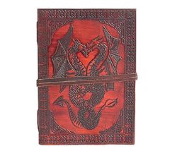A5 cm double dragon Leather Blank Book grimoire leather journal book of ... - £21.23 GBP+