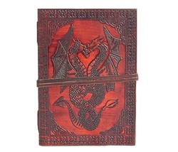 A5 cm double dragon Leather Blank Book grimoire leather journal book of ... - £21.33 GBP+