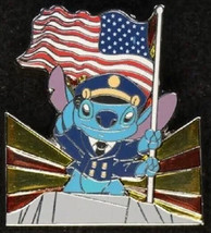 Disney Lilo &amp; Stitch Patriotic Stitch In Uniform Saluting American Flag pin - £12.46 GBP