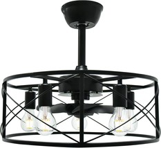 Suneasy Caged Ceiling Fan With Light, Enclosed Industrial Ceiling Fan Lights - £103.88 GBP