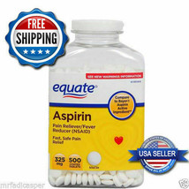 325 mg Back Muscle Pain Reliever/Fever Reducer Equate Aspirin Tablets 500 Ct - £9.47 GBP