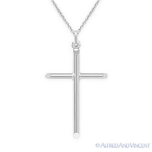 Cross Charm Pendant Christian Crucifix Chain Necklace Sterling Silver 45mmx28mm - £31.62 GBP