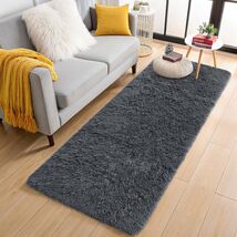 2x6 Machine Washable Shaggy Runner Rug - Soft Fluffy Indoor Carpet in Grey - $49.45